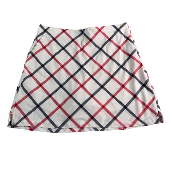 Lady Hagen Pants - Lady Hagen Golf Skort Womens 10 White Red Navy Plaid Stretch Athletic Skirt